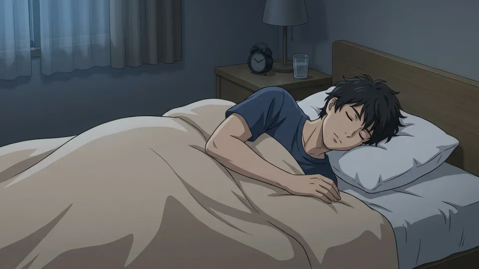 ベッドでぐっすりと眠っている男性