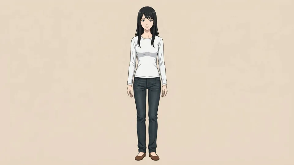 黒い長髪のほっそりとした女性
