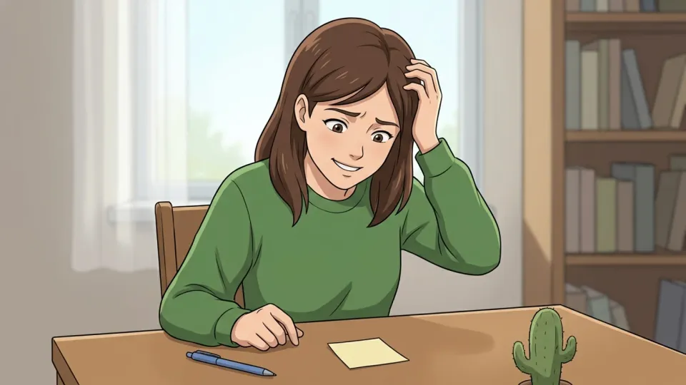 物忘れに困惑している人物のイラスト