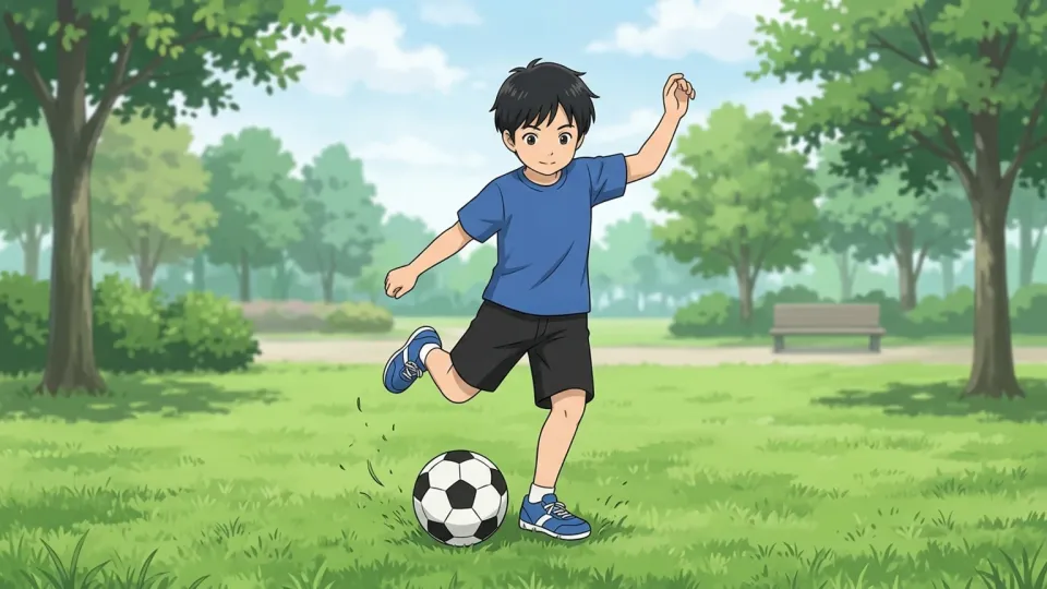 公園でサッカーを楽しむ子供たち
