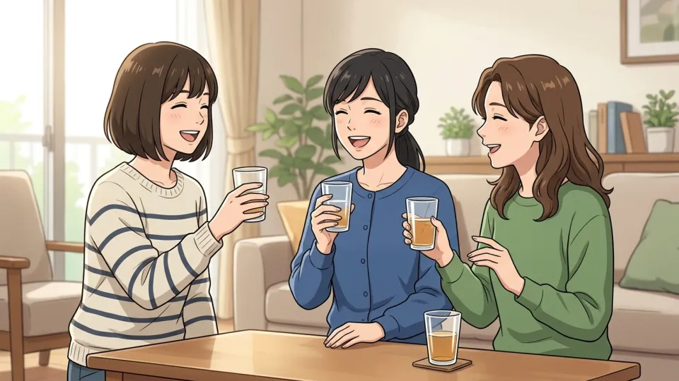 パーティーで笑顔で交流する女性たち