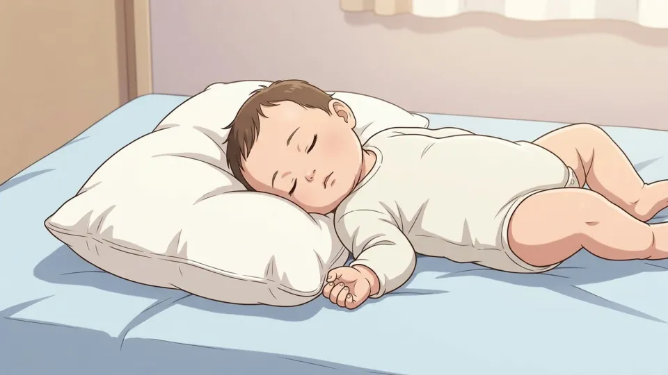 柔らかい枕の上で眠る赤ちゃん