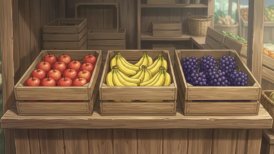 果物屋に並ぶ様々な種類の果物