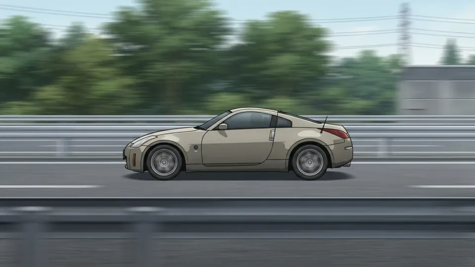 高速で道路を走る車