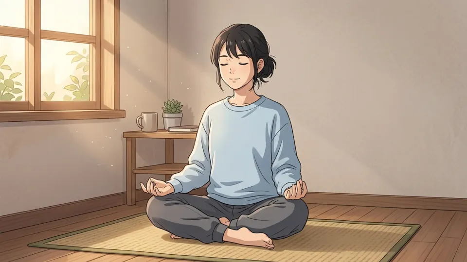 瞑想をして精神的な平穏を得ている女性