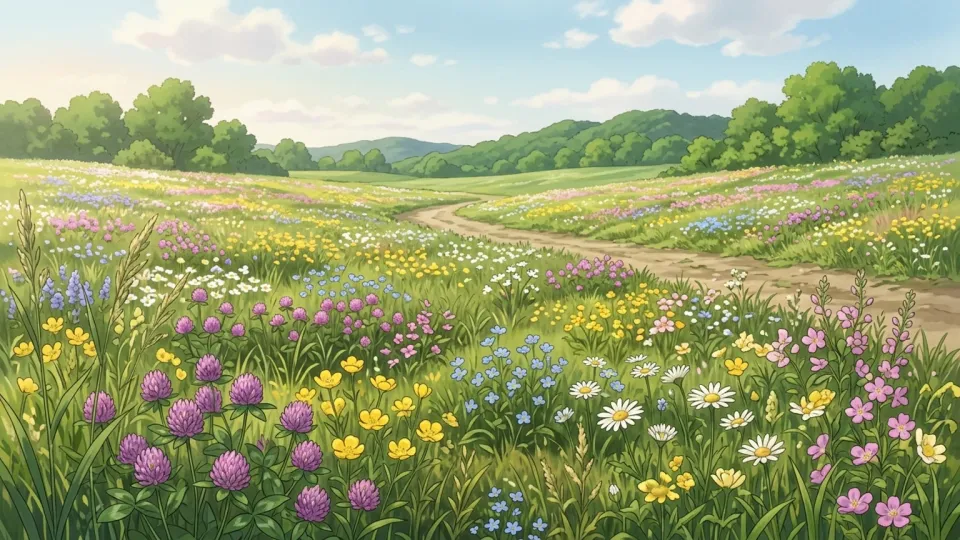 春に咲く花畑