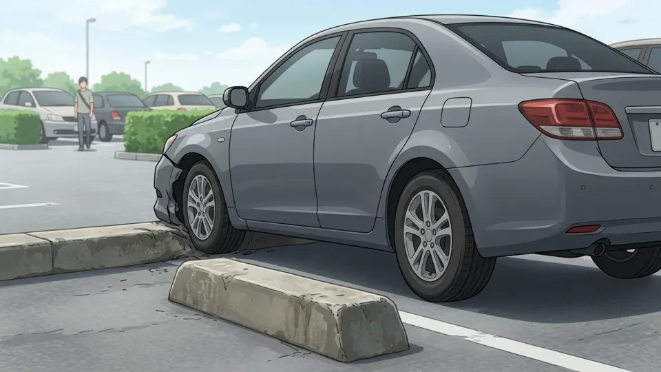 道路上で停止した障害物に接触する車