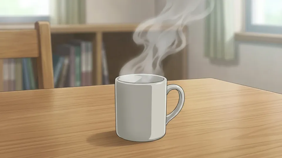 コーヒーカップから立ち上る湯気