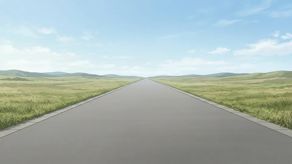 地平線まで続く一直線の道路