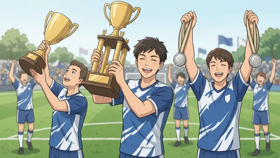 チームが連勝記録を喜んでいるイラスト