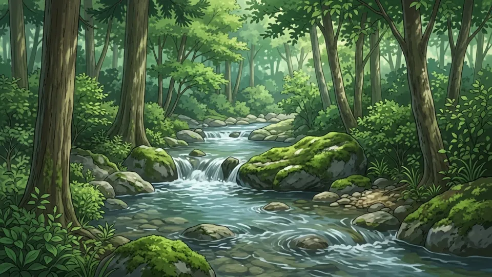 森の中を流れる小川