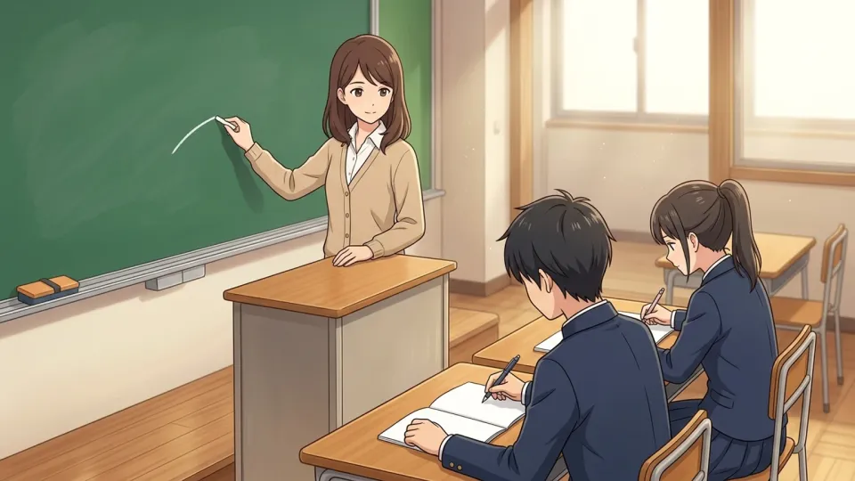 教室で数学の授業を受けている生徒たち