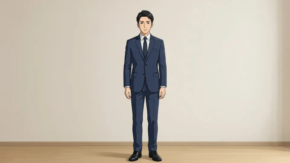 面接のためにスーツを着た男性