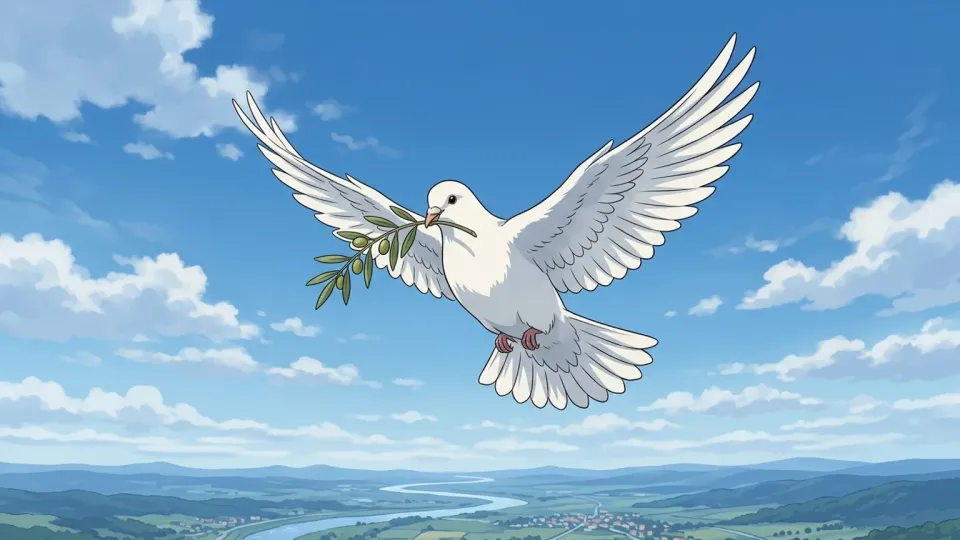 平和の象徴である白い鳩