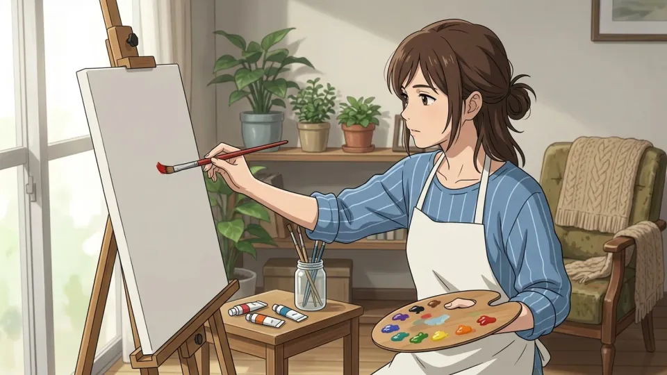 絵画を趣味として始める女性