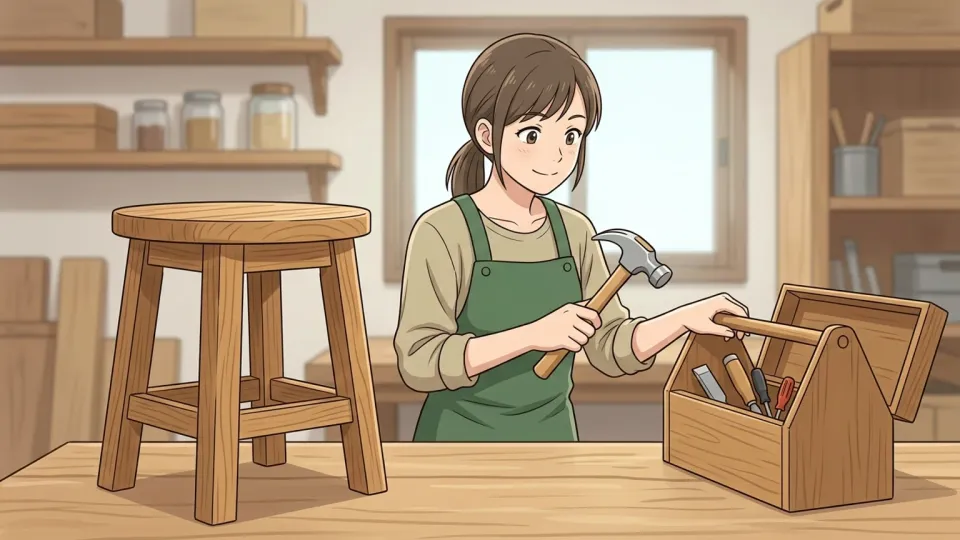 正午前に仕事を終えた女性のイラスト