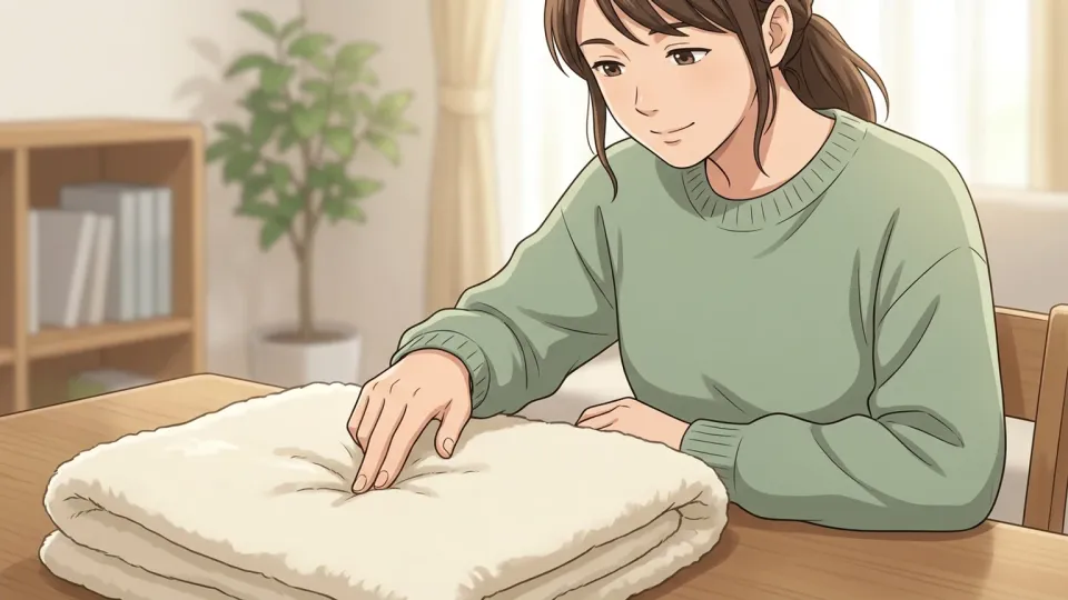 手が柔らかい布に触れているクローズアップ画像