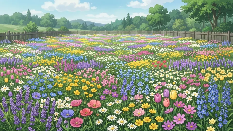 庭の至る所に咲く花