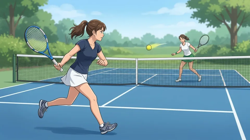 テニスコートで試合をする2人の選手