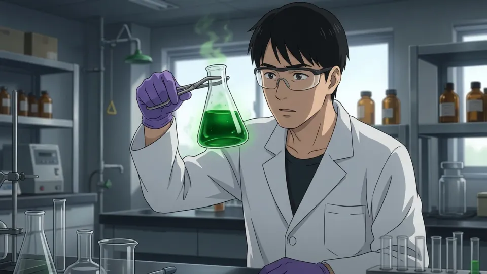 化学物質の毒性を確認する研究者のイラスト