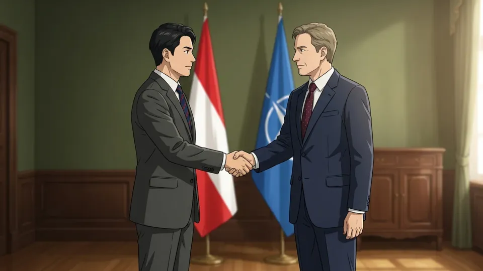二国間の貿易協定に署名する外交官たち