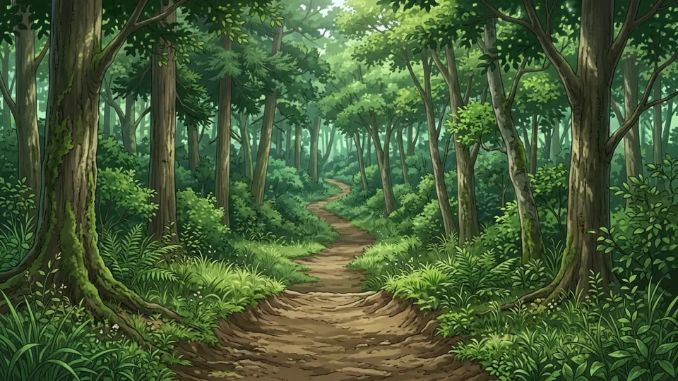 森の中の踏み分け道。