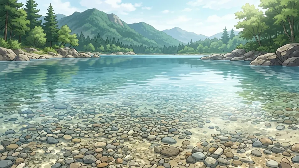 透明度の高い湖の水中風景