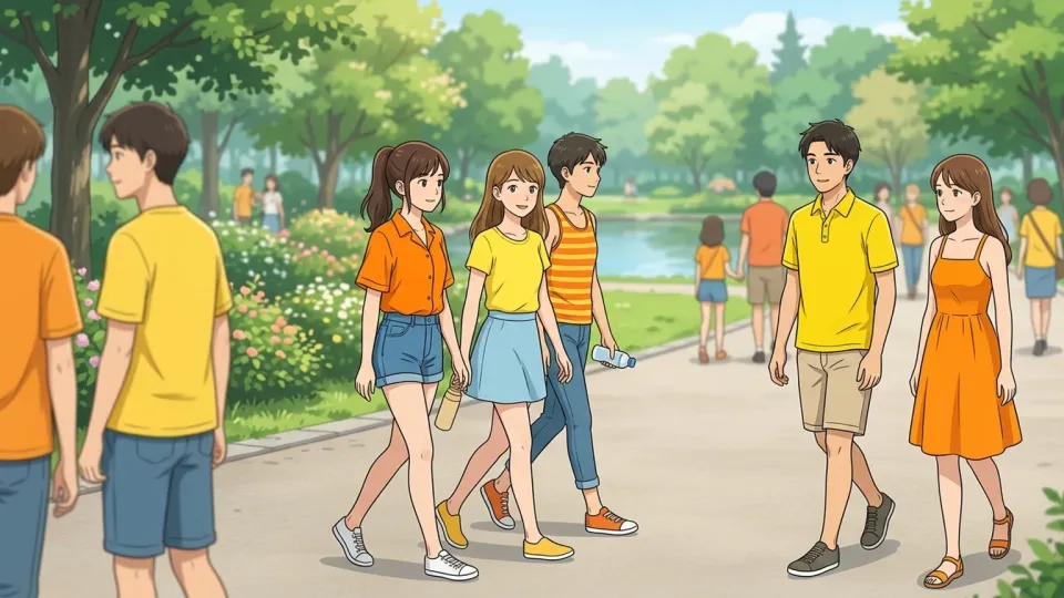 夏に流行している明るい色のファッション