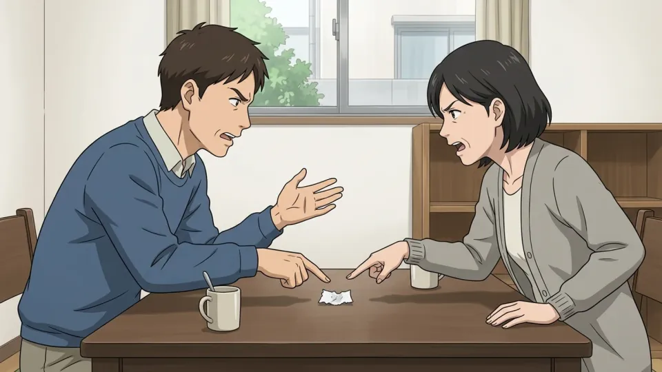 些細なことについて口論する二人の人物