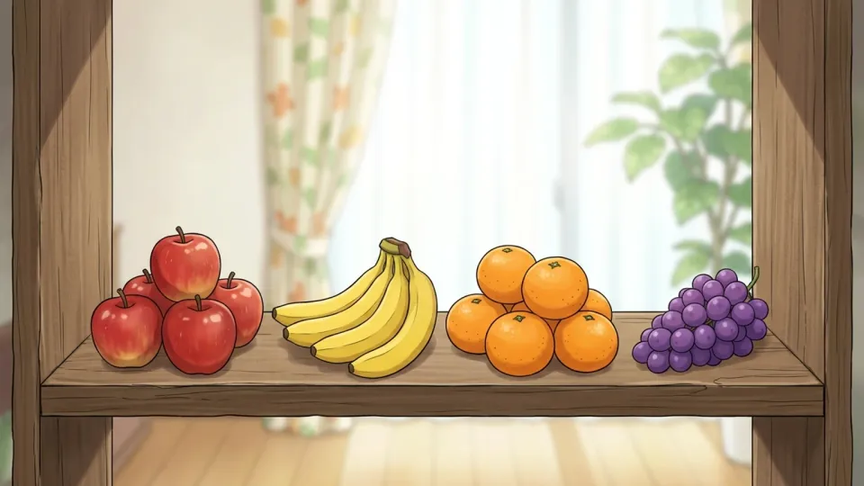 果物屋に並ぶ様々な種類の果物