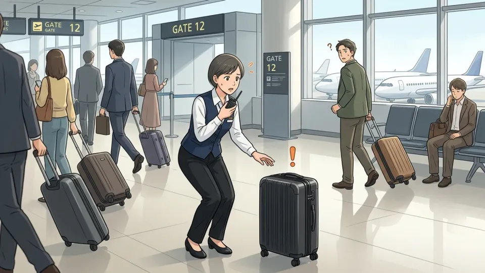 搭乗口付近に監視されず置かれた手荷物