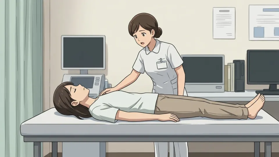 ベッドで意識を失って横たわる人