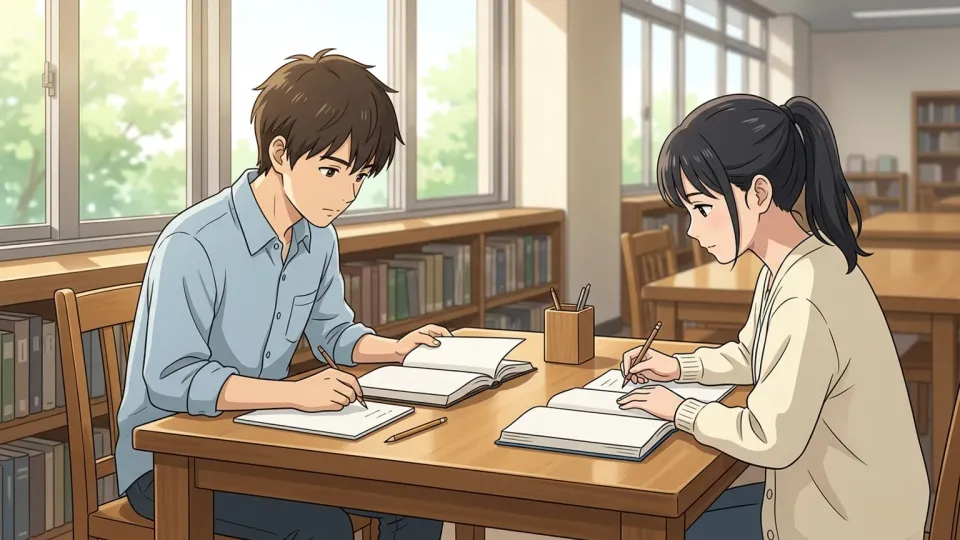 大学の図書館で勉強する学生たちの様子