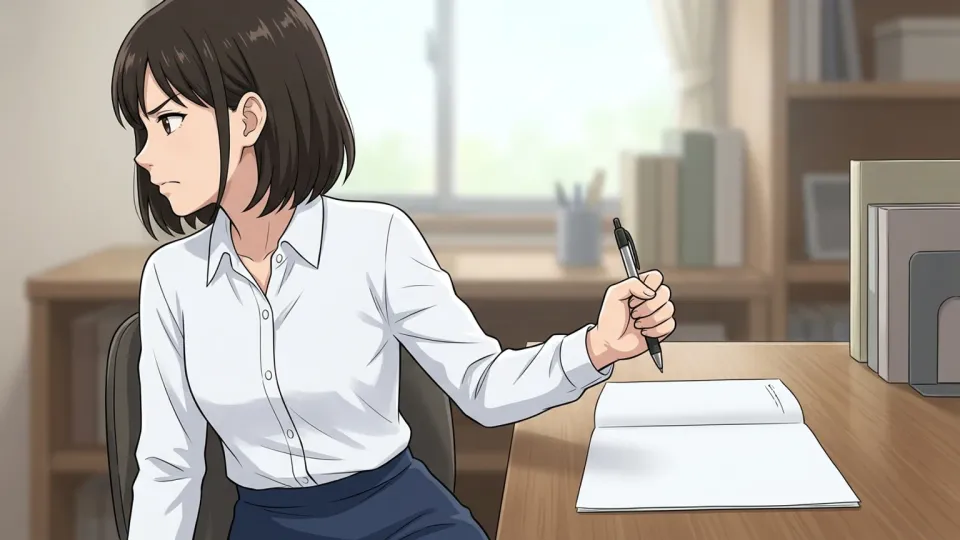 書類への署名を嫌がる女性