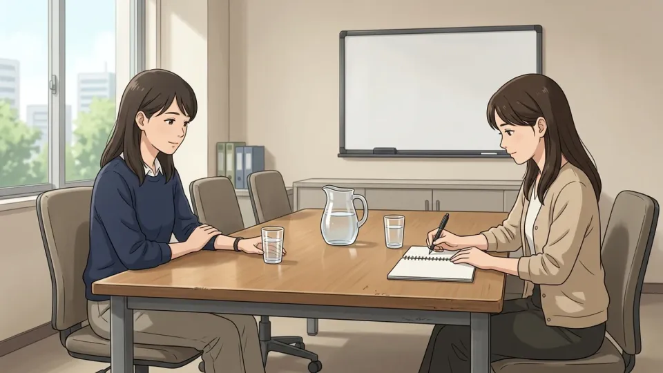 通常の会議室に集まる同僚たち