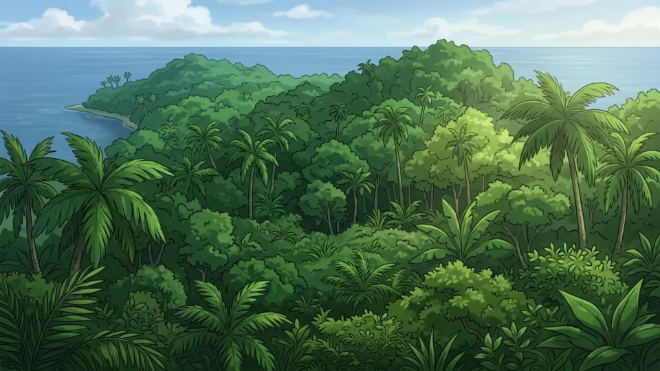 緑豊かな植生に覆われた島