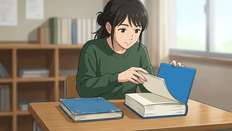 女性が本を開いて読んでいるイラスト