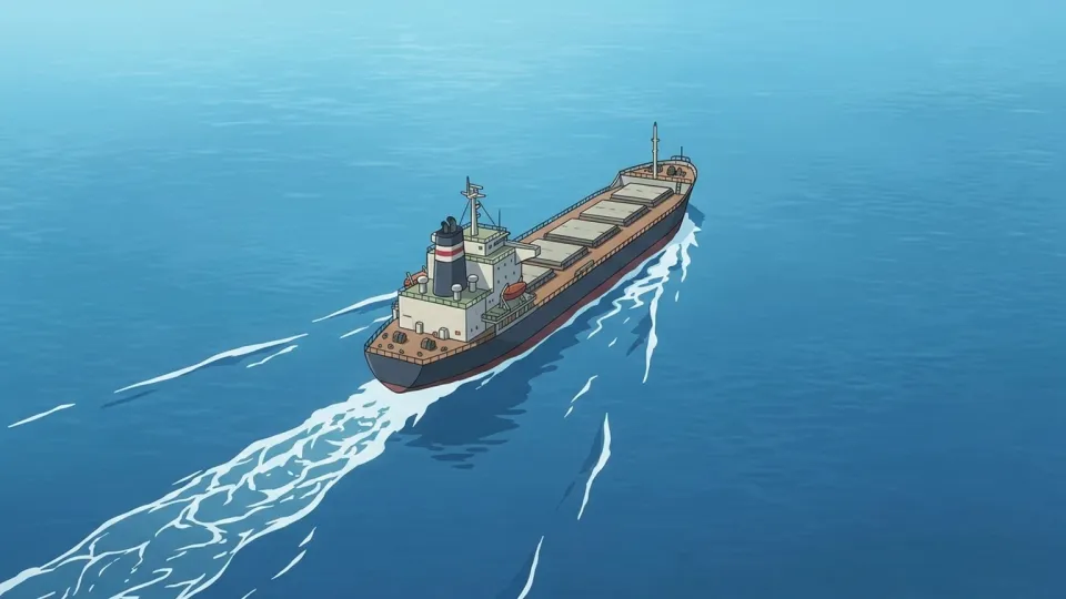 海を航行する大型貨物船
