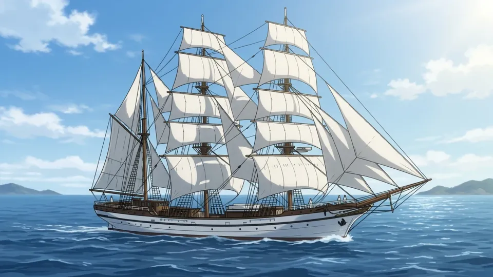 海原を進む大きな船の様子