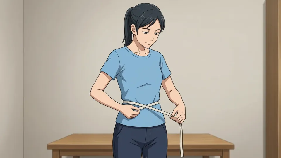 メジャーでウエストを測る女性