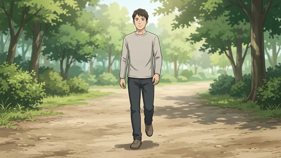 公園を歩く人