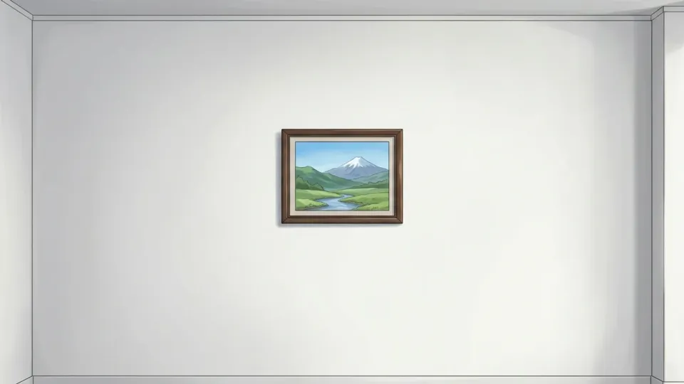 白い壁に掛けられた絵画