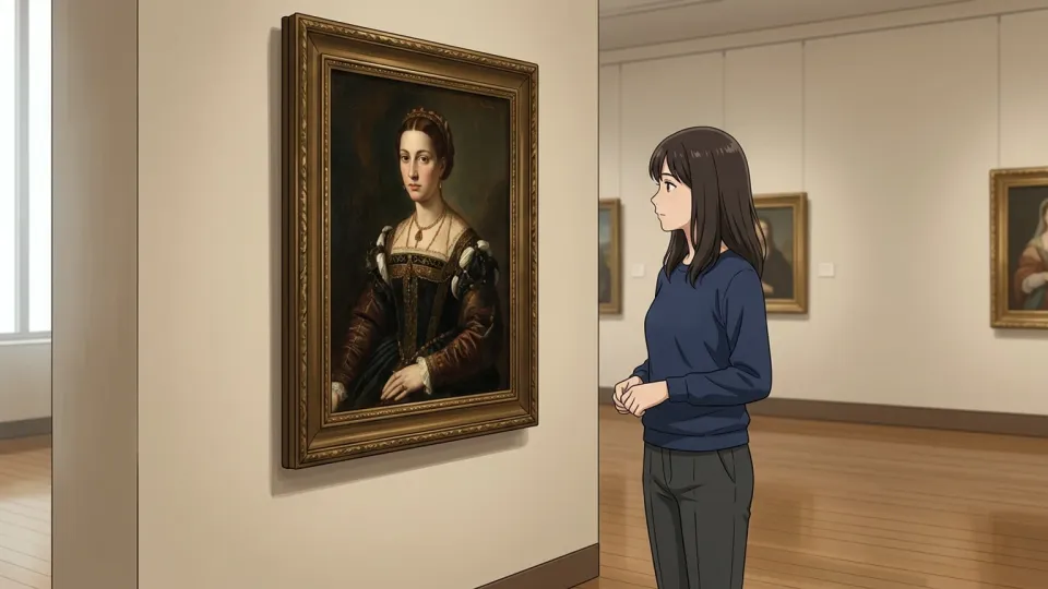 西洋の芸術を鑑賞する女性