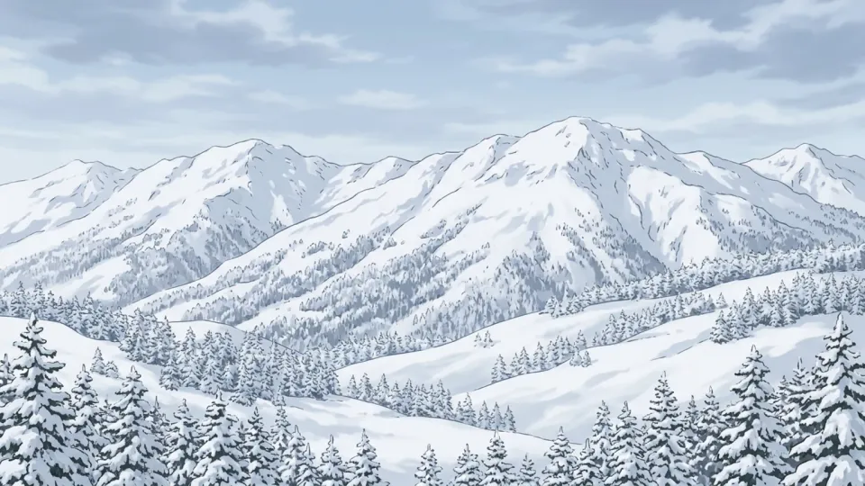 雪に覆われた冬の山々