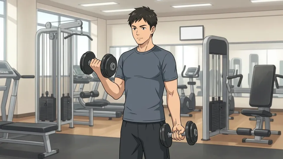 ジムでトレーニングをする男性