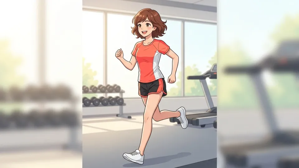 ジムで生き生きと運動する若々しい女性